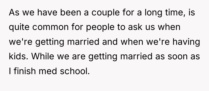 As we have been a couple for a long time,...