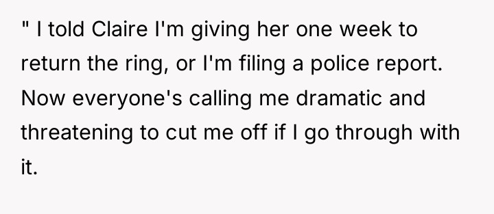 " I told Claire I'm giving her one week to...