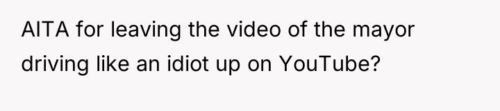 AITA for leaving the video of the mayor driving like...