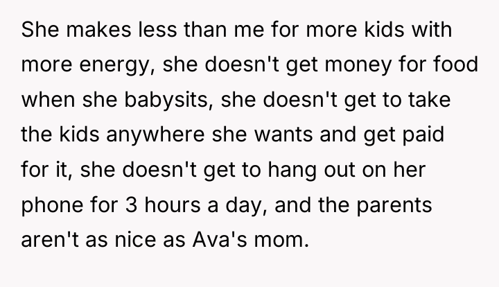 She makes less than me for more kids with more...