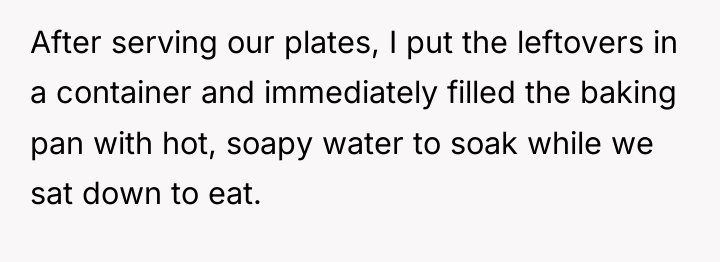 After serving our plates, I put the leftovers in a...