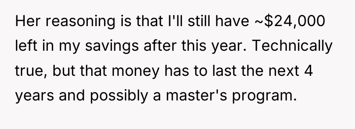 Her reasoning is that I'll still have ~$24,000 left in...
