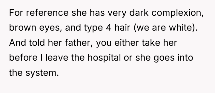 For reference she has very dark complexion, brown eyes, and...