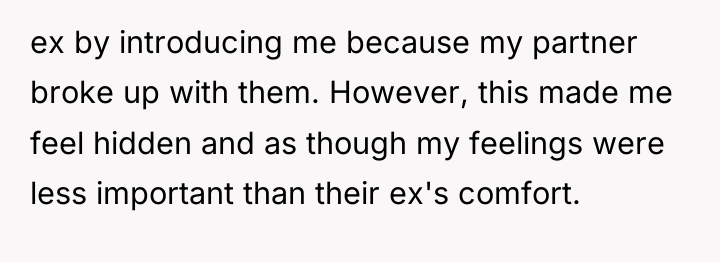ex by introducing me because my partner broke up with...