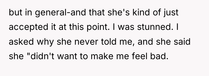 but in general-and that she's kind of just accepted it...