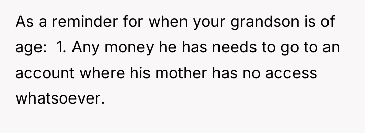 As a reminder for when your grandson is of age:...