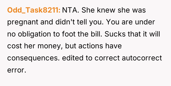Odd_Task8211 NTA. She knew she was pregnant and didn't tell...