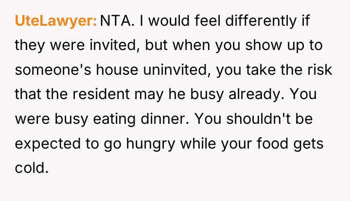 UteLawyer NTA. I would feel differently if they were invited,...