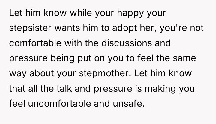 Let him know while your happy your stepsister wants him...