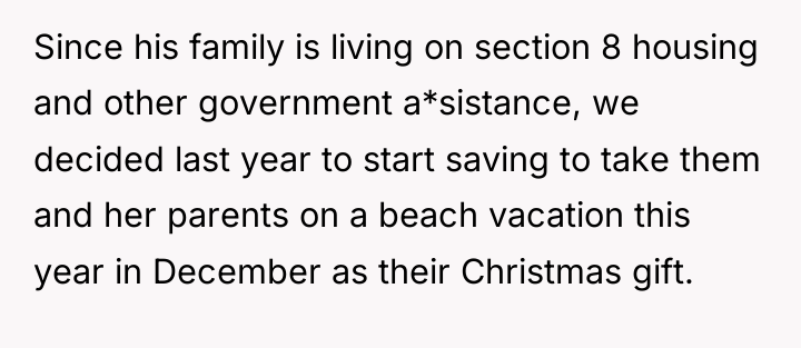 Since his family is living on section 8 housing and...