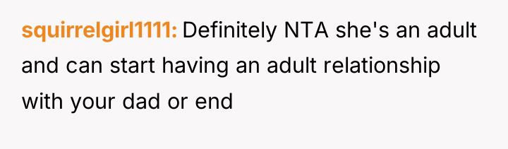 squirrelgirl1111 Definitely NTA she's an adult and can start having...