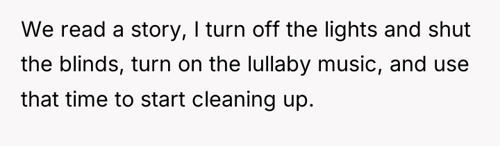 We read a story, I turn off the lights and...