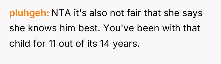 pluhgeh NTA it's also not fair that she says she...