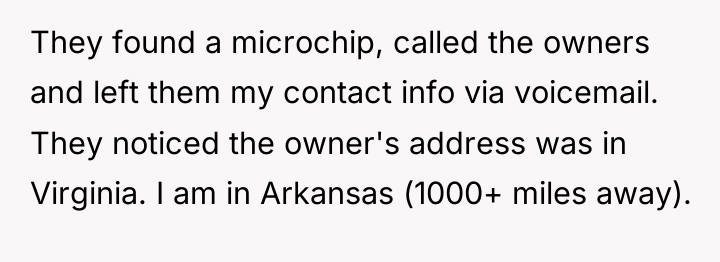 They found a microchip, called the owners and left them...