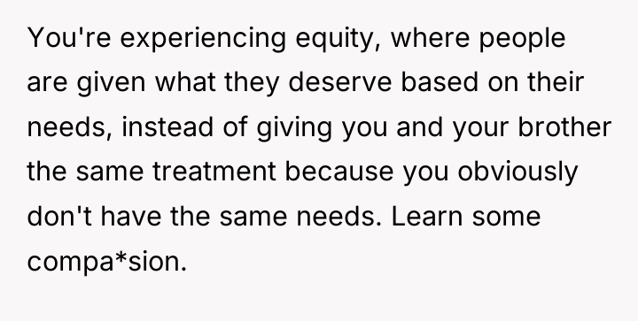 You're experiencing equity, where people are given what they deserve...