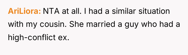 AriLiora NTA at all. I had a similar situation with...