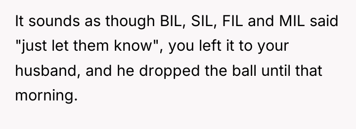 It sounds as though BIL, SIL, FIL and MIL said...