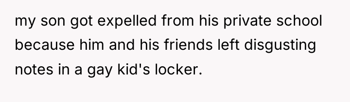 my son got expelled from his private school because him...