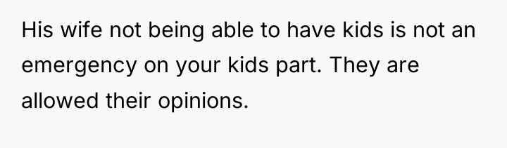His wife not being able to have kids is not...