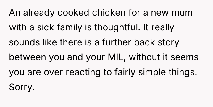An already cooked chicken for a new mum with a...