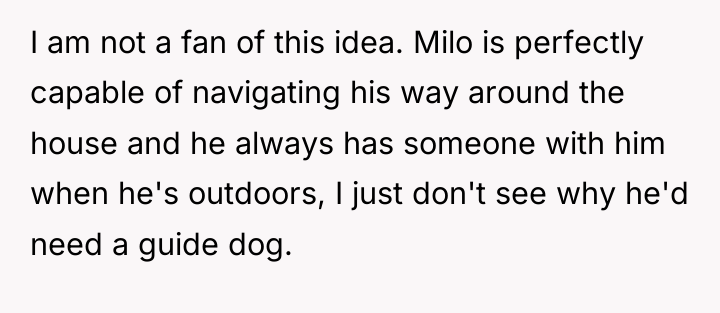I am not a fan of this idea. Milo is...