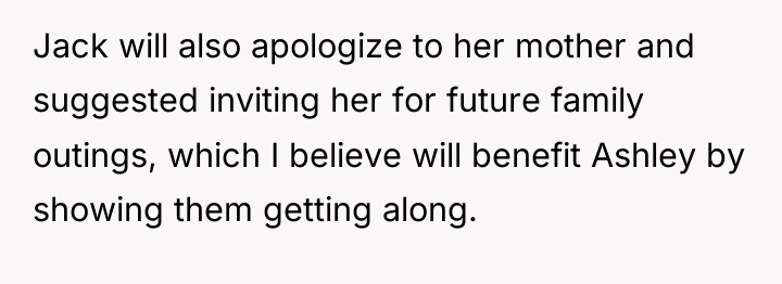 Jack will also apologize to her mother and suggested inviting...
