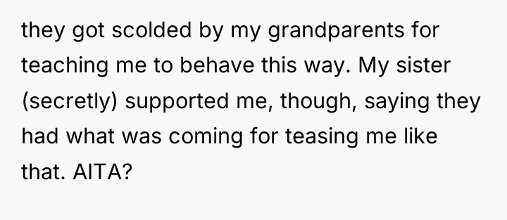 they got scolded by my grandparents for teaching me to...