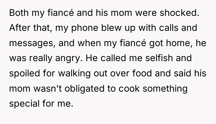Both my fiancé and his mom were shocked. After that,...