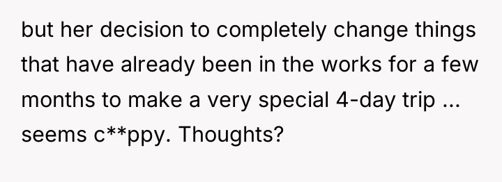 but her decision to completely change things that have already...