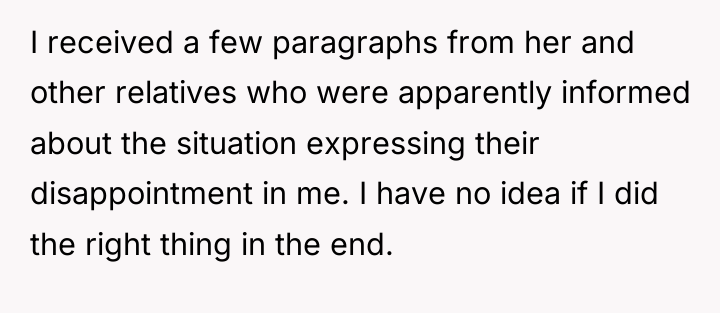 I received a few paragraphs from her and other relatives...