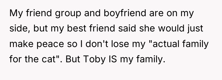 My friend group and boyfriend are on my side, but...