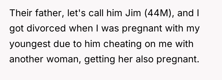 Their father, let's call him Jim (44M), and I got...