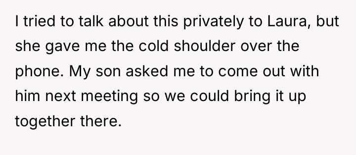 I tried to talk about this privately to Laura, but...