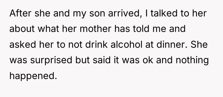 After she and my son arrived, I talked to her...