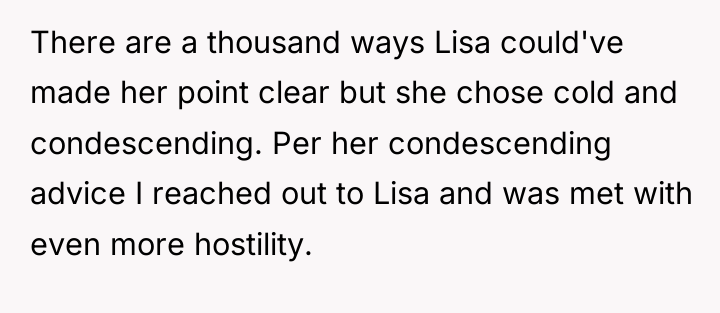 There are a thousand ways Lisa could've made her point...