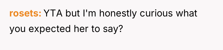 rosets YTA but I'm honestly curious what you expected her...