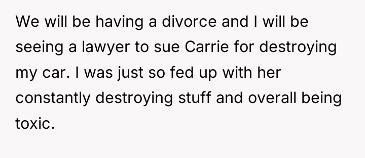 We will be having a divorce and I will be...