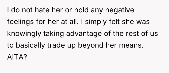 I do not hate her or hold any negative feelings...