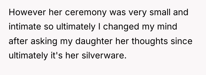 However her ceremony was very small and intimate so ultimately...