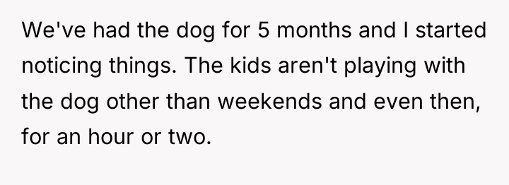We've had the dog for 5 months and I started...