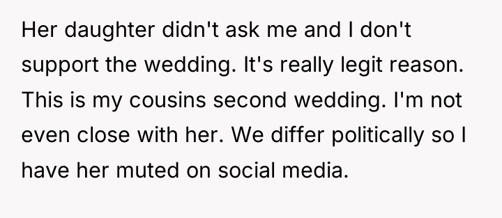 Her daughter didn't ask me and I don't support the...