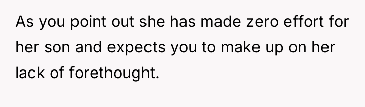 As you point out she has made zero effort for...