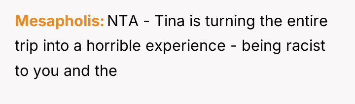 Mesapholis NTA - Tina is turning the entire trip into...