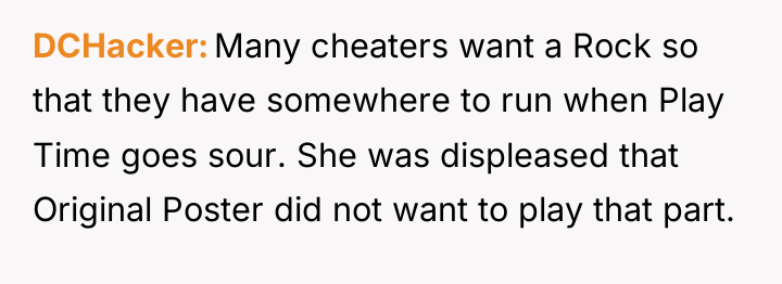 DCHacker Many cheaters want a Rock so that they have...