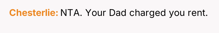 Chesterlie NTA. Your Dad charged you rent.
