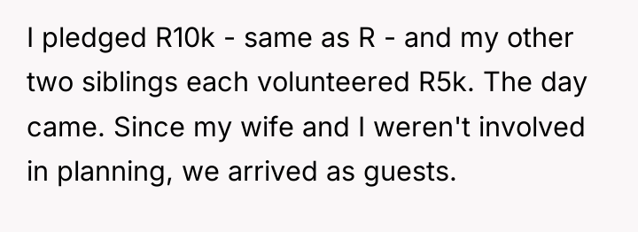 I pledged R10k - same as R - and my...