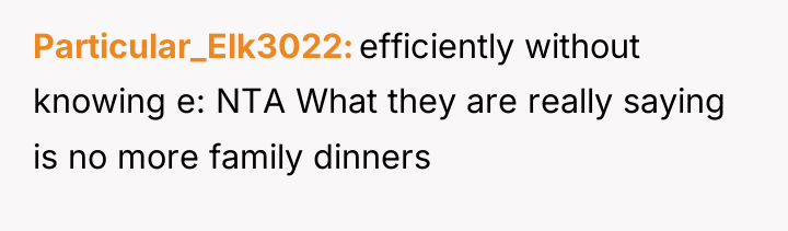 Particular_Elk3022 efficiently without knowing e: NTA What they are really...