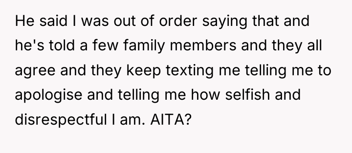 He said I was out of order saying that and...