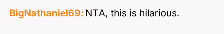 BigNathaniel69 NTA, this is hilarious.