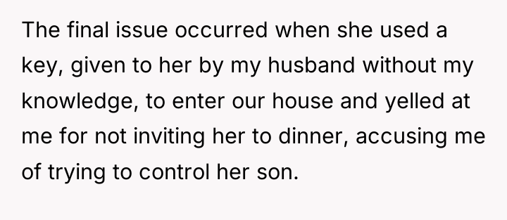The final issue occurred when she used a key, given...